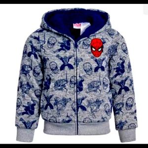 👦🏻 Marvel Spider-Man Size 3T Sherpa Jacket Blue & Gray Color NWT